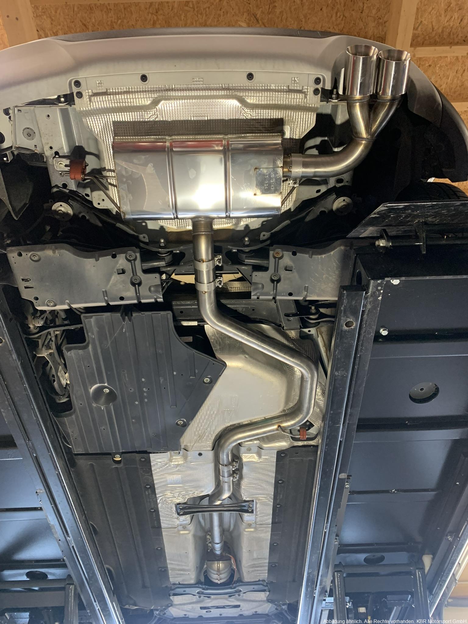 Handgefertigter Edelstahl Auspuffanlage/Endschalldämpfer-Quer mit zwei Endrohren Rechts