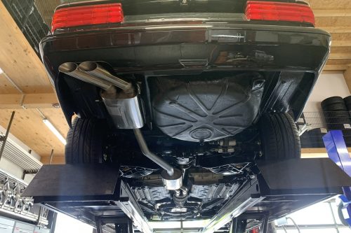 Handgefertigte Edelstahl Auspuffanlage 2x70mm 45°Abgeschrägt